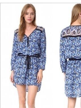 Veronica Beard Venice Blue Ikat Silk Dress